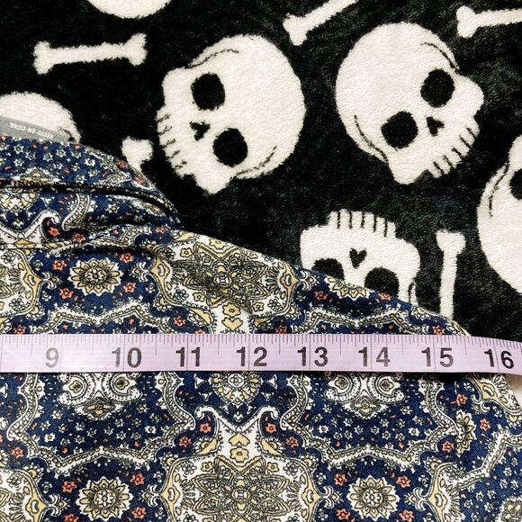 SUZY SHIER Navy blue geometric floral print button-down shirt ~ SMALL MEDIUM top - Picture 10 of 12